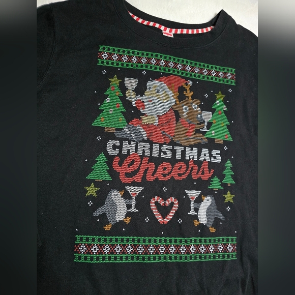 Holiday Time Christmas Sweater Size 2X 18w / 20w XXL Santa Cheers Shirt Top - Picture 3 of 3